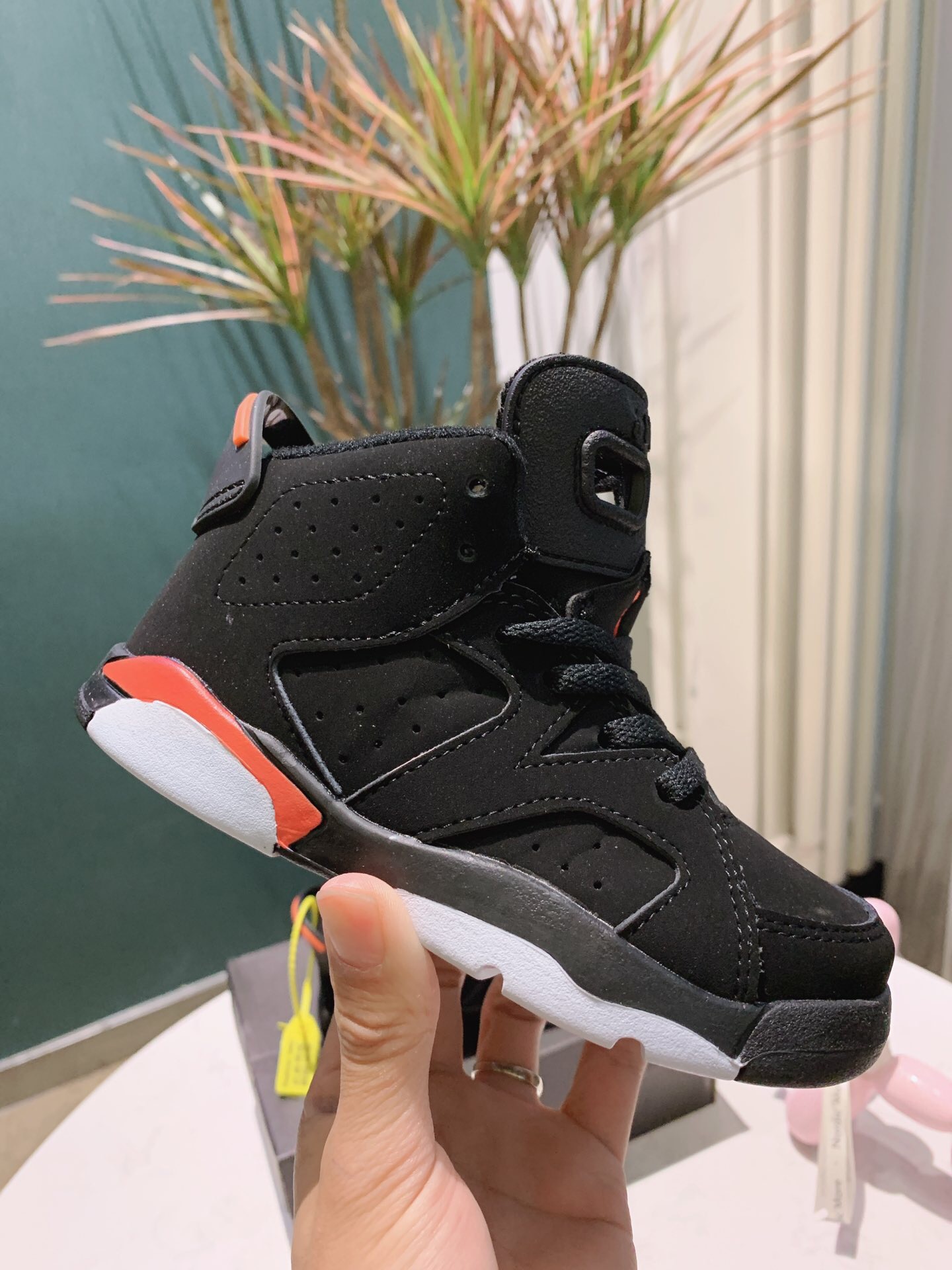 2019 Kids Air Jordan 6 Black Red White Shoes